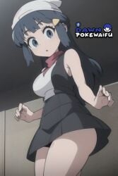 ai_generated black_dress blue_eyes blue_hair dawn_(pokemon) game_freak minidress nintendo thighs