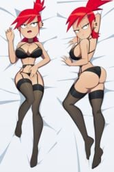 1girls ass big_breasts bra breasts cartoon_network cleavage dakimakura female female_only foster's_home_for_imaginary_friends frankie_foster garter_belt large_breasts lingerie looking_at_viewer panties ravenravenraven solo thighhighs