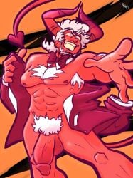 1boy abs armpit_hair barely_clothed beard bearded bowtie bowtie_collar bowtie_only demon demon_boy demon_horns demon_humanoid fully_retracted_foreskin gay gay_male hairy hairy_armpits hairy_arms hairy_chest hairy_male horn horned_humanoid horned_male horns jacket jacket_on_shoulders jacket_only jacket_open male male_focus male_only male_pubic_hair muscular muscular_arms muscular_male oc original_character original_characters partially_clothed partially_clothed_male pec pecs pectoral pectorals pubic_hair removing_clothing removing_jacket retracted_foreskin rickyramsteam solo solo_focus solo_male standing