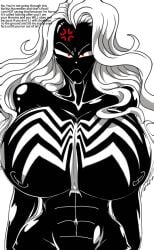 angry_expression angry_eyes big_breasts big_thighs female frown marvel marvel_comics red_eyes revealing_nipples six_pack symbiote venom_(marvel) white_hair