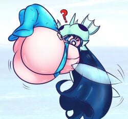 1girl 1girls annetta_fish_(rayman) ass ass_focus big_ass butt butt_focus fairy fairy_wings fat_butt female female_focus female_only inminent_facesitting looking_at_viewer nymph_(rayman) rayman_(series) rayman_legends rayman_origins skirt skittydrawings socks thighs ubisoft wide_thighs