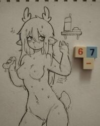 67 breasts deltarune luci_star noelle_holiday nude nude_female pussy shower sketch uncensored