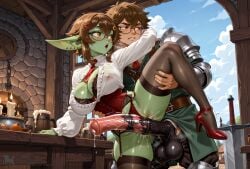 ai_generated amber_eyes big_ass big_balls big_breasts big_butt big_dom_small_sub big_penis blouse blush blushing brown_eyes brown_hair cock_hungry cock_shock cock_worship colored_skin corset creamhorseai cum cum_drip curvy curvy_female curvy_figure elf_ears erect_nipples female fit fit_female from_behind garter_belt glasses goblin goblin_female green_skin grinding_on_penis high_resolution highres honey_goblin horny horny_female horse_penis horsecock hourglass_figure hug huge_ass huge_balls huge_breasts huge_cock hyper_balls imminent_penetration imminent_sex indie_virtual_youtuber indoors jewelry larger_male leg_grab leg_up lingerie long_ears male male/female massive_balls massive_penis mature mature_female medieval medieval_clothing monster_girl muscular penis_awe perfect_body pierced_ears precum precum_drip seductive seductive_look short_hair shortstack size_difference smaller_female standing_on_one_leg standing_sex sweat sweating sweaty sweaty_body tavern tavern_wench testicles thick_thighs virtual_youtuber voluptuous voluptuous_female vtuber vtuberfanart wet_pussy