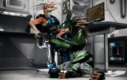 3_fingers 3_toes alien animal_genitalia animal_penis anthro anthro_on_anthro anthro_penetrated anthro_penetrating anthro_penetrating_anthro appliance arceronth armor avian beverage_can brown_body brown_feathers clothed clothed_sex clothing cor_zan digitigrade duo electronics english_text eyes_closed face_covered factorio feather_hair feathers feet fellatio female female_penetrated fingers fridge full_armor genital_slit genitals glowing glowing_eyes halo_(series) hand_on_chest hand_on_knee hand_on_leg headgear helmet hi_res ibie'shan intraspecies kig-yar kitchen_appliance knot knotted_penis looking_pleasured male male/female male_penetrating male_penetrating_female microsoft minifridge monitor oral penetration penile penis penis_in_mouth penis_poking_out penis_through_fly pink_penis pseudo_hair quill_hair reptile scales scalie sex sharp_teeth sitting t'loaki t'vaoan tan_body tan_scales teeth text toes white_eyes wube_software xbox_game_studios