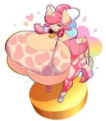 big_breasts breasts cleavage cow_print female furry huge_breasts hyper_breasts tagme theycallhimcake thick_thighs wide_hips