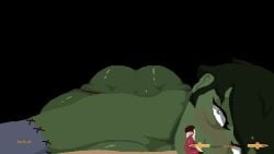 1boy animated big_ass blush cum female female_on_male femdom green_hair green_skin laying_on_stomach looking_at_viewer monster pixel_art post-nut_calamity pov raped_by_monster shoestrang sound tagme tongue_out undead video zombie