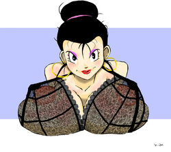 big_breasts bra chichi dragon_ball dragon_ball_z earrings kiidamoori lace_bra milf