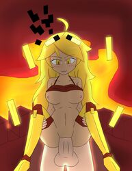 1boy 1girls aenmz blaze_(at2.) blaze_(minecraft) breasts carrying edit female glowing lava looking_down minecraft mob_talker mouth nether open shadow vaginal_penetration yellow_eyes