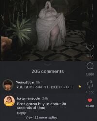 1girls 3d alternate_body_type alternate_breast_size bbw biohazard capcom chubby chubby_belly chubby_female comment_section edited_image fat fat_female female female_focus female_only flashing flashing_at_viewer funny girl instagram instagram_link jpg legs long_hair looking_at_viewer low_res lowres meme meme_reference memes open_mouth resident_evil resident_evil_9:_requiem selena_corey skirt_lift solo ssbbw standing standing_up thick_thighs thunder_thighs thunderthighs twitter white_eyes white_hair zombie zombie_girl
