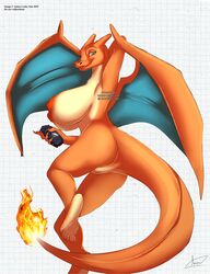 1girls 2019 aimee-lesley-sim anthro anthrofied armpits big_breasts breasts charizard dragon feet female fire giantess hi_res huge_breasts macro mammal nintendo nude original_character pokémon_(species) pokemon pokemon_(species) pokemon_rgby pussy scalie smile soles solo tail text toes video_games wings