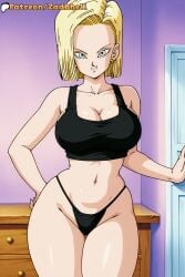 1girls ai_generated android_18 ass blonde_hair blue_eyes blush breasts cameltoe cheating cheating_wife cosplay curvy curvy_figure dragon_ball dragon_ball_super dragon_ball_z huge_ass huge_breasts mature_female mother netorare ntr open_mouth panties pussy short_hair smile thong topwear underwear vaginal zadbhell