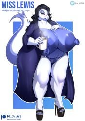 anthro big_ass big_breasts breast_milk commission excessive_pubic_hair high_heels hyper_ass m_jr_art massive_breasts milf mole nude oc platform_heels pubic_hair red_hair