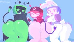 3girls ass ass_focus bnuy bunny_ears dandy's_world dandys_world forsaken_(roblox) lineless melanie_(regretevator) muffinpad pussy roblox robot robot_girl tail tv_head vee_(dandy's_world) veeronica