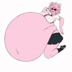 animated ashido_mina bbw belly_bigger_than_body belly_overhang boku_no_hero_academia breasts fat fat_female funlitogc gassychan_(artist) gif huge_belly huge_breasts hyper_belly mina_ashido morbidly_obese morbidly_obese_female movement my_hero_academia obese_female on_knees overweight overweight_female pink_hair pink_skin school_uniform thick_thighs tight_clothing