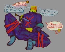 boner boner_in_pants die_of_death_(roblox) embrassed mequot mequot_(die_of_death) roblox sword tagme tied_up