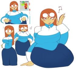 1female 1girls alternate_version_available bare_breasts bare_shoulders big_ass big_breasts blue_dress boots breasts bun_hair choker chubby chubby_belly chubby_female chubby_girl circular_glasses cleavage collaboration color color_edit colored edit edited edited_art exposed_shoulders fat fat_ass fat_butt fat_female fcyrah female female_focus female_only ginger ginger_hair glasses glasses_on_head hair_bun hairbun kindergarten_(game) kindergarten_3 large_breasts ms._lovelett multiple_views nerd nerdy nerdy_female no_bra pawg redhead sitting solo solo_female solo_focus standing sweater thick thick_ass thick_butt thick_hips thick_legs thick_thighs thickandcurvy third-party_edit underwear vicanderson wide_hips