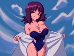 big_breasts clouds frankgallaxx large_breasts pokemon professor_ivy_(pokemon_anime) purple_hair tagme