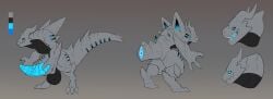 3_fingers 3_toes absurd_res alternate_form anthro balls big_penis bioluminescence biomechanical black_sclera blue_eyes digital_media_(artwork) digitigrade feet fingers genitals glowing hi_res horn huge_penis hunched_over hyper hyper_genitalia hyper_penis jets kobold male model_sheet penis scalie solo tail toes trace_chaos undeadkitty13 unusual_anatomy unusual_genitalia unusual_penis watermark
