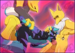 alakazam anal anal_penetration anthro blue_border border deep_throat fan_character generation_1_pokemon group group_sex hi_res humanoid hypno_(pokemon) hypnosis interspecies levitation male male/male mind_control nintendo oral oral_penetration penetration pok-zone pokemon pokemon_(species) pokephilia sex threesome trio