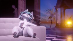 1girls 3d absurd_res blunt bottombeach bunny_girl green_hair lagomorph league_of_legends shortstack tag thick vaporwave vex_(league_of_legends) yordle