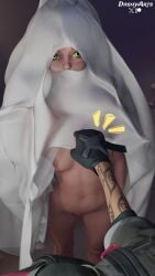 1boy 1boy1girl 1girls 3d 3d_(artwork) areola areolae blender breasts cloak cloak_only costume dashyarts detailed_background epic_games female female_focus female_only fortnite fortnite:_battle_royale freckles freckles_on_face ghost_costume gloves green_eyes halloween halloween_costume handwear helsie_(fortnite) lifting_clothing light-skinned_female light_skin male male/female male_pov medium_breasts nipples nude nude_female petite petite_body pov pov_eye_contact pov_male see-through shaved_crotch slim_waist small_breasts surprised surprised_expression text transparent watermark