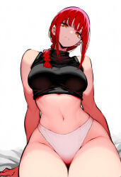 1girls ai_generated chainsaw_man female female_only makima_(chainsaw_man) panties red_hair solo underwear white_panties zloimakak