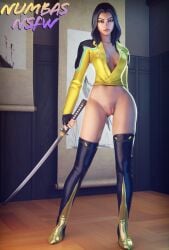 bottomless fortnite fortnite:_battle_royale katana numbasnsfw parody self_upload sword thenumbersdon'tlie thigh_high_boots yellowjacket_(fortnite)
