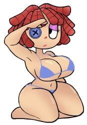 2026 2d 2d_(artwork) arm_up big_breasts bikini crouching deadass_77 dreadlocks glitch_productions high_quality high_resolution highres looking_away ragatha_(the_amazing_digital_circus) red_hair tagme the_amazing_digital_circus