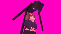 bright_background enderman glowing_eyes jenny_belle jenny_belle_(slipperyt) minecraft pink_background pixelated player_character