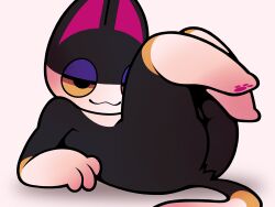 4:3 absurd_res animal_crossing anthro ball butt domestic_cat felid feline felis hi_res legs_up male mammal nintendo nulldjqtdma punchy_(animal_crossing) rear_view solo
