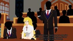 beacon_academy_uniform blonde_female blonde_hair clothed_male dialogue glasses half-dressed half_naked half_naked_female long_hair long_hair_female penetration reverse_cowgirl_position rwby sex theblackbirdcalls yang_xiao_long