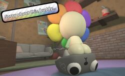 2boys 3d about_to_fart ass big_ass big_butt butt dandy's_world dandy_(dandy's_world) fat_ass fat_butt huge_ass huge_butt male male_only no_panties pebble_(dandy's_world) roblox sitting_on_person text text_box thick_ass thick_butt