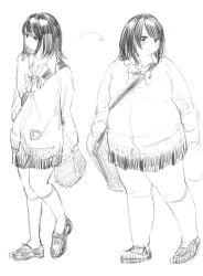 b45ui baggy_topwear before_and_after big_ass big_breasts blushing_at_viewer bulging_belly chubby_cheeks huge_thighs looking_at_viewer nimo nimo22 outgrowing_clothes pants pouting_at_viewer school_uniform strained_buttons thick_arms thick_thighs thigh_socks thin thin_to_fat tight_clothing undersized_clothes weight_gain