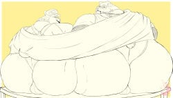 absurd_res anthro armwear baby_bear_(puss_in_boots) backsack ball_gag balls bear big_balls big_butt butt canid canine canis chain chain_necklace clothing domestic_dog dreamworks duo eyewear fishnet_armwear fishnet_clothing flag flag_(object) gag gagged genitals glasses harness hat headgear headwear hi_res jewelry lgbt_pride lgbt_pride_month lionberrymochi lips male male/male mammal necklace obese obese_anthro obese_male overweight overweight_anthro overweight_male perrito_(puss_in_boots) puss_in_boots_(franchise) sitting size_difference small_balls small_tail tail thick_lips thick_thighs thong tongue tongue_out underwear unfinished wide_hips