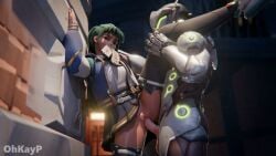 3d animated clothed clothed_sex clothing cum cum_drip cum_in_pussy cum_inside genji genji_shimada kiriko_(overwatch) looking_at_viewer loop looping_animation ohkayp overwatch overwatch_2 skirt skirt_up sound tagme vaginal_penetration video