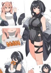 arknights b45ui before_and_after bulging_belly bulging_thighs chubby_cheeks comic eating gravel_(arknights) la_pluma_(arknights) nimo nimo22 thin thin_to_fat ulterior_motives weight_gain