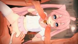 audio blue_eyes chibidoki double_handjob glasses handjob laughing partially_clothed pink_hair tagme vaginal_penetration vaginal_sex video wataamage