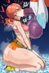 ai_generated blowjob crossover final_fantasy final_fantasy_xiii flat_chest froslass generation_4_pokemon huge_ass huge_cock huge_thighs kneeling large_ass large_penis massive_balls oerba_dia_vanille pokemon pokemon_(species) pokemon_dppt pokephilia pokse skimpy skimpy_clothes sucking_penis thick_thighs tongue_out weird_crossover