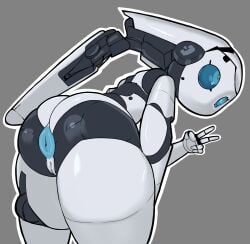 android ass_focus blue_eyes disney drossel_von_flugel fireball_(series) glowing_eyes huge_ass hummerh194 mechanophilia peace_sign robot robot_girl robot_joints