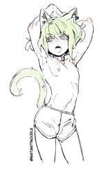 1femboy androgynous bob_cut cat_ears cat_tail catboy curvy_male femboy femboy_only feminine_faced_male feminine_male instanttnoodle lio_fotia nipples petite petite_body petite_male promare short_hair short_male shorts sketch slim slim_male slim_waist solo stretching thin_waist twink