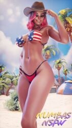 american_flag_bikini bikini calamity_(fortnite) cowboy_hat dark-skinned_female fortnite fortnite:_battle_royale glasses grin numbasnsfw self_upload thenumbersdon'tlie