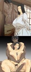 1boy 1girls adult ahe_gao ahegao bbc big_ass big_boobs big_breasts big_penis black_body black_hair black_penis milf mother ntr