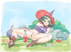 brellom drunk maple maple_(the_legend_of_zelda) no_bra no_panties oracle_of_seasons potion pussy spread_legs the_legend_of_zelda vagina witch