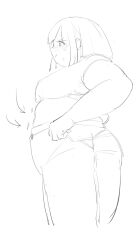 b45ui big_ass big_breasts blushing breast_growth bulging_belly chubby_cheeks fat holding_breath nimo nimo22 outgrowing_clothes small_shirt struggling_to_fit sucking_in thick_arms thick_thighs tight_pants undersized_clothes