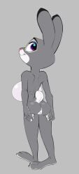 absurd_res anthro anus biped breasts butt disney female genitals grey_body hi_res judy_hopps lagomorph leporid looking_back mammal nude pupils rabbit simple_background siroc smile solo vulva white_body zootopia