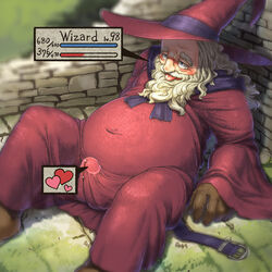 beard blush erection erection_under_clothes long_beard male male_only mature_male penis penis_outline robe sirokitten2 solo_male wizard