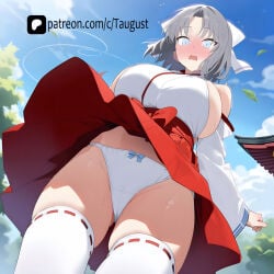 1girl ai_assisted ai_generated beautiful_girl big_ass big_breasts bluebird curvy female miko nude nude_female senran_kagura sexy thighhighs yumi_(senran_kagura)