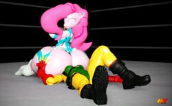 2girls 3d ass cammy_white_(cosplay) facesitting my_little_pony rainbow_mika_(cosplay) sitting_on_face street_fighter tongue_out