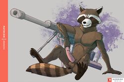 aledon_rex anthro anus balls guardians_of_the_galaxy gun humanoid_penis male male_only mammal marvel nude penis presenting presenting_penis procyonid raccoon ranged_weapon rocket_raccoon solo weapon