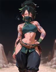 1girl 1girls 2d abs ai_generated akali anime big_ass big_butt body_tattoo breasts fanart female female_focus female_only game league_of_legends league_of_legends:_wild_rift mask myaicrush ninja ninja_girl patreon perfect_body perfect_legs riot_games sexy_body sexy_female sexy_pose slim_waist solo_female tattoo toned_body toned_legs